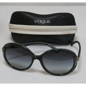 Vogue Womens Black Lens and Frame Oversized Round Sunglasses with Case